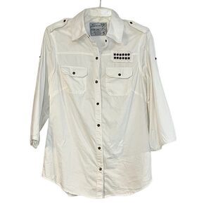 Seven For All Mankind Snap Button Up White Blouse Small